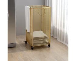 Wasmand op wielen - Kledingwagen mand - Was sorteren - Holle maasconstructie - 45L tot 50L - Goud