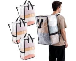 Verticale Opbergzakken voor Kleding, Sterke Handvatten en Ritsen, Waszakken en Reisaccessoires (Doorzichtig, 4 Stuks)