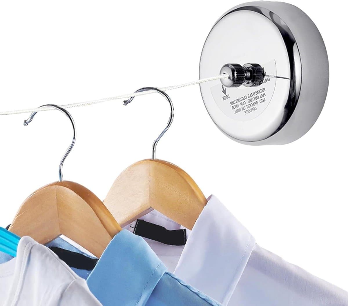 Uittrekbare Waslijn - Droglijn Wandmontage - Kleding Drogen - Boorvrije Installatie - 2.8 Meter - Roestvrij Staal — afbeelding 1