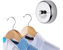 Uittrekbare Waslijn - Droglijn Wandmontage - Kleding Drogen - Boorvrije Installatie - 2.8 Meter - Roestvrij Staal