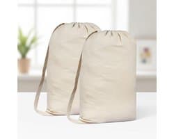 Maison Elara 2-pack Premium Canvas Waszak met schouderriem - 75x56 cm - 40L - 100% katoen