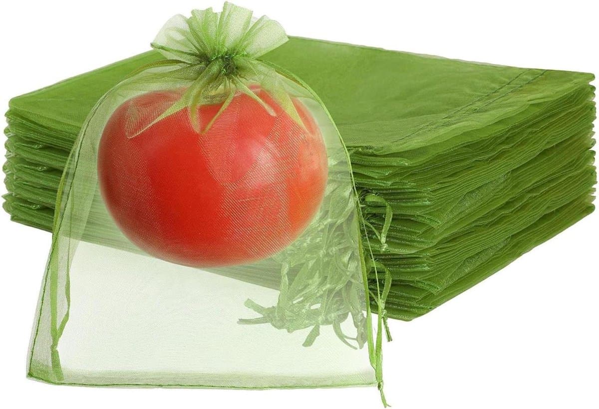 Fruitnetzakken - Beschermzakken - Oogst Beschermen - Herbruikbaar Trekkoord - 15 x 20 cm - Groen — afbeelding 1