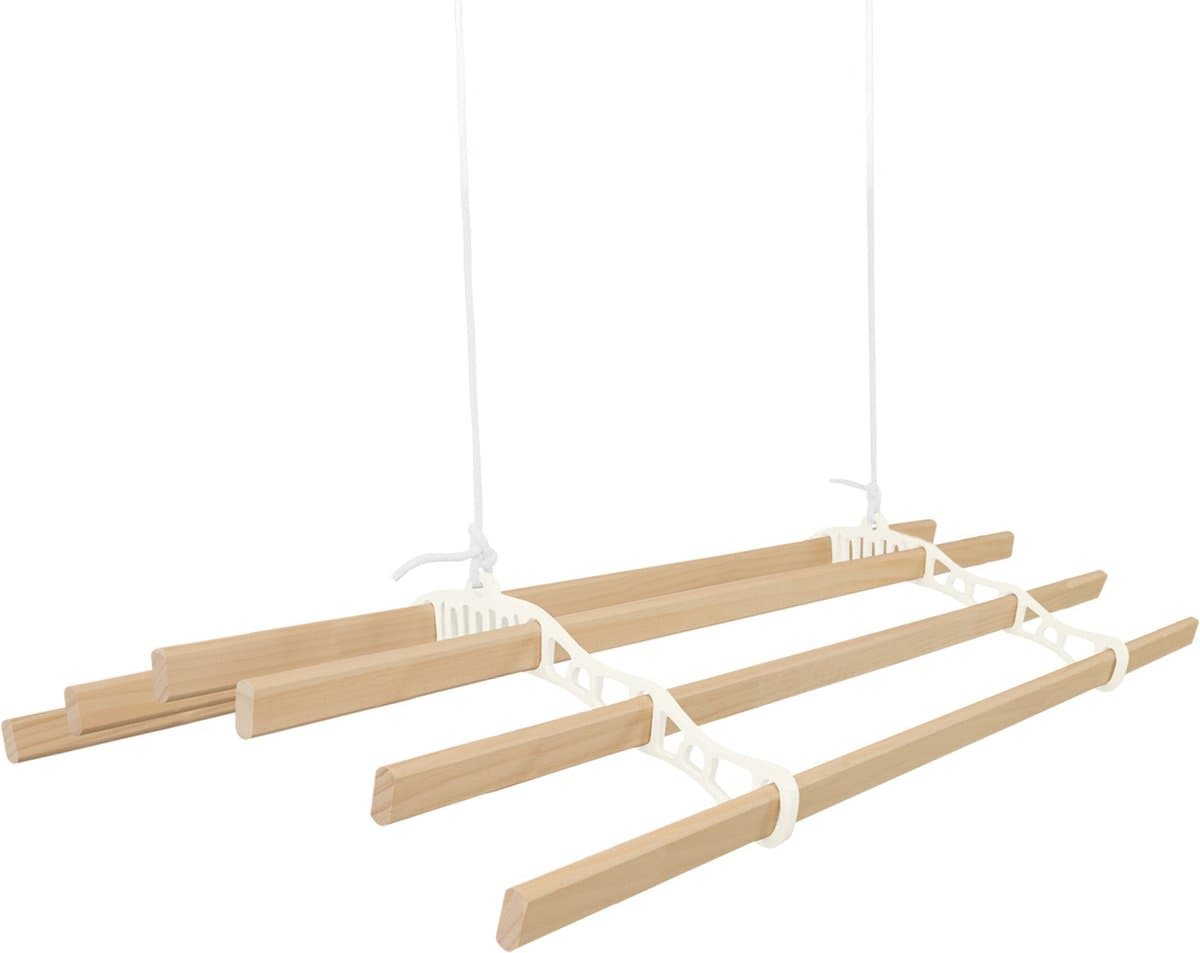 Kledingrek Plafond Katrol - Ivoor– 2m 6-lat plafond wasrek — afbeelding 1