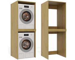 Badkamerkast POLA TWIN voor wasmachine en droger - Ruimtebesparend en stevig | Kleur: Artisan Eiken