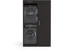 Wasophoogte® Wasmachine Kast Tokyo - Wasmachine verhoger - Wasmachine ombouw - 700(D)*1265(B)*2110(H) mm - Zwart