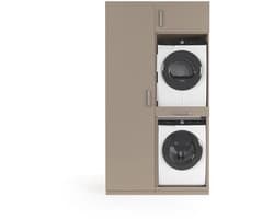 Wasophoogte® Wasmachine Kast Paris - Wasmachine verhoger - Wasmachine ombouw - 700(D)*1265(B)*2350(H) mm - Taupe