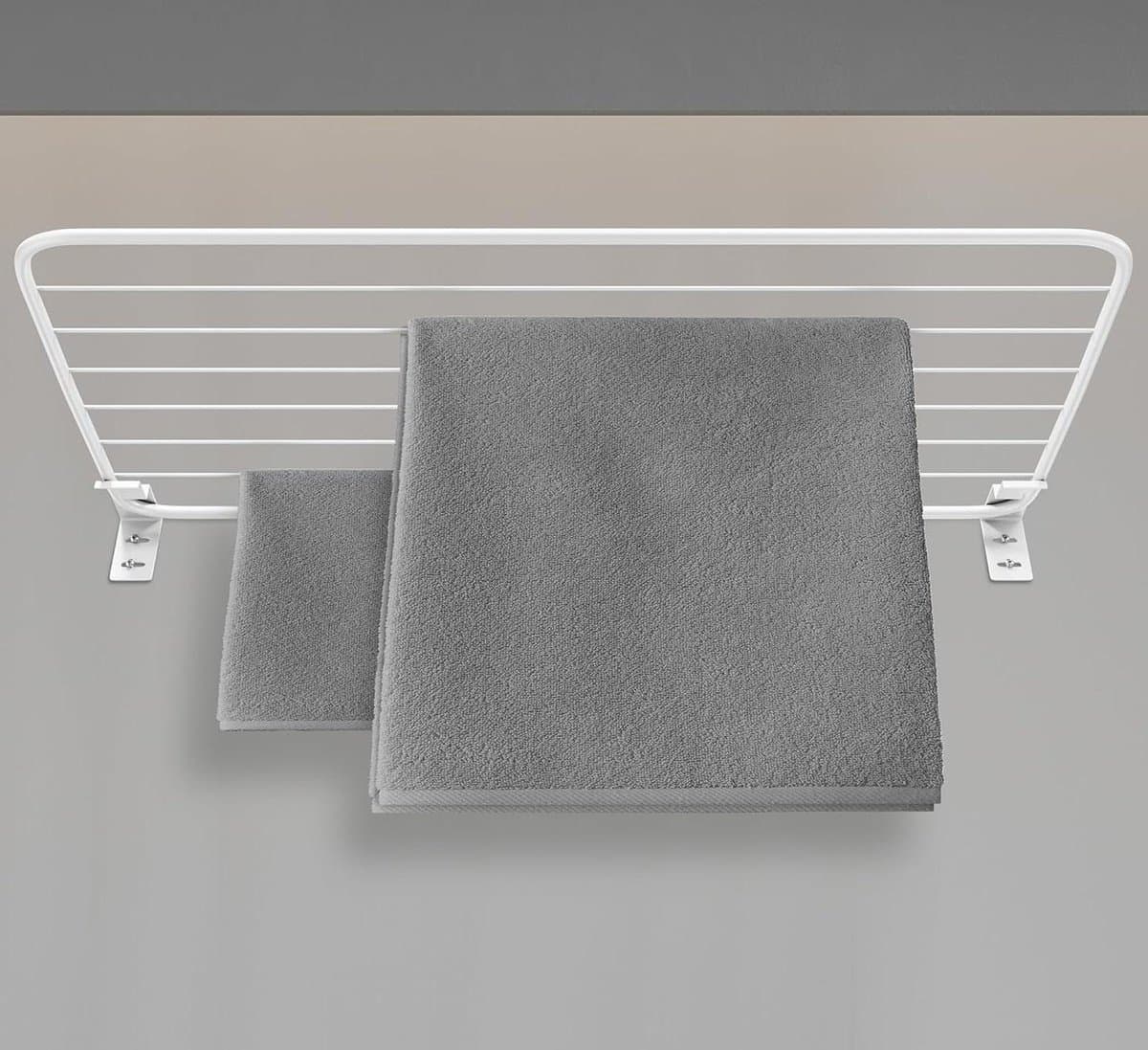 Muurdroger 120x50cm premium dynamic design wit pvc-vrije kunststof - roestvrij staal - opvouwbare muurophanging - 20kg draagvermogen - wit — afbeelding 1