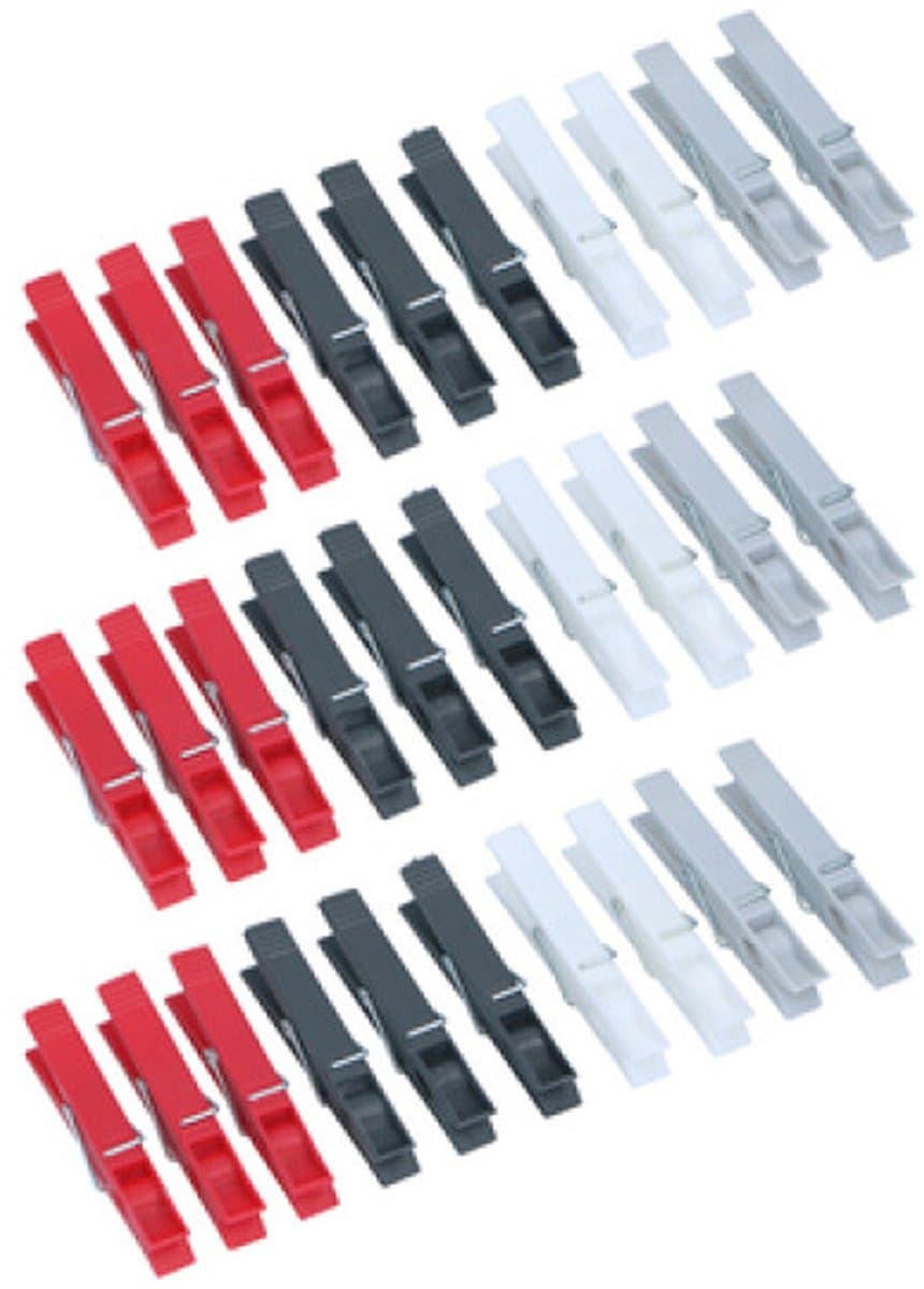 Dirt Devil Kunststof wasknijpers - 90x knijpers - Rood/zwart/wit/grijs - 7 cm - kunststof — afbeelding 1