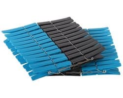 Wasknijpers - 192x stuks - kunststof - blauw/grijs - knijpers - was ophangen