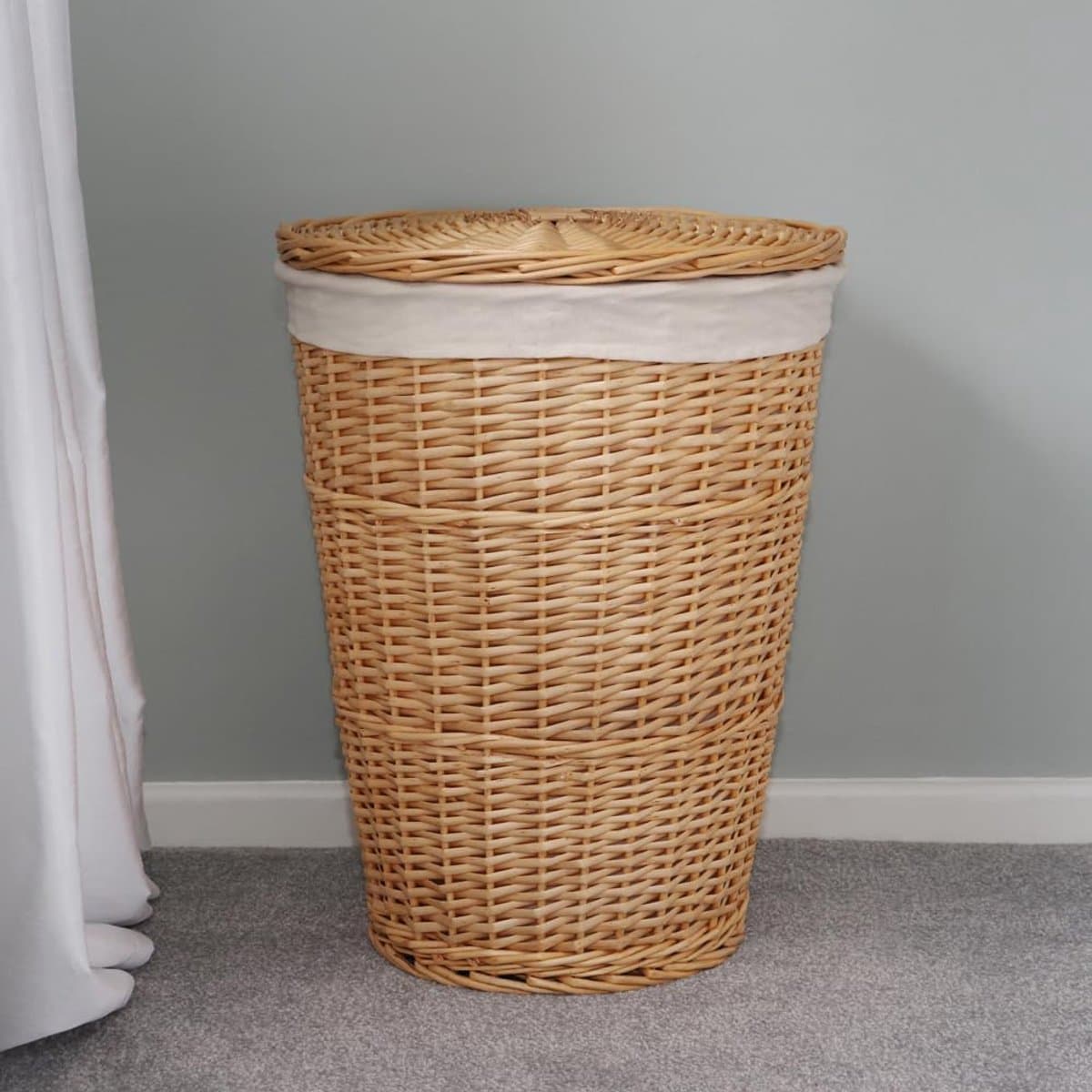 RFWR® Handgeweven ronde wasmand van acacia met deksel in honingkleur — afbeelding 1