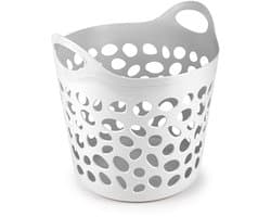 Plasticforte Flexibele wasmand/opbergmand - rond - wit - 35 liter - D40 x H39 cm