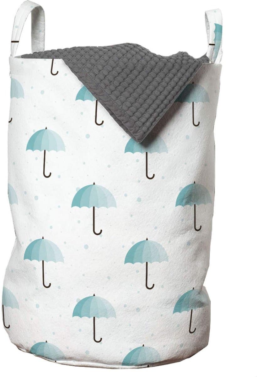 ABAKUHAUS Paraplu-waszak, onregelmatige ronde regenkunst, wasmand met hengels, trekkoordsluiting, voor wasserettes, 33 cm breed × 49 cm hoog, Seafoam lichtblauw — afbeelding 1