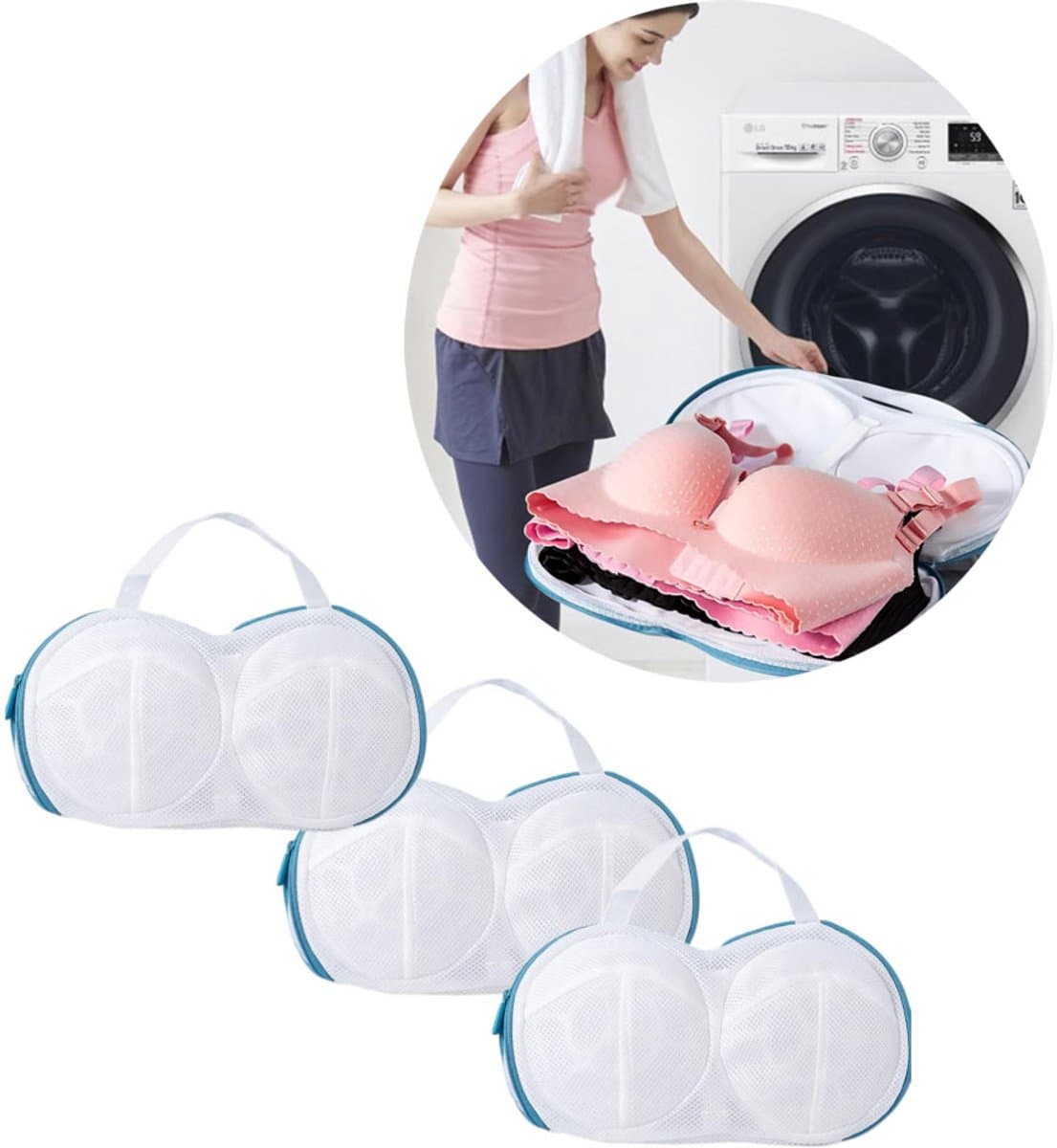 Waszakjes met rits - waszakken voor wasgoed - Wasnetten - Waszakje Lingerie - waszakje bh - waszakjes wasgoed - Wasnetje -Wassorteerder - Waszak Bh - BH zakjes - waszakjes met rits voor bh - BH Waszakken - 3 Stuks — afbeelding 1