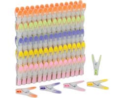 waskijpers kunststof - set van 75 - softgrip - gekleurd