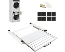 Tussenstuk wasmachine droger - Stapelkit Wasmachine Droger - Max. 30 kg - 60.5x55x8cm - Uitschuifbare Handdoekhouder - Wit