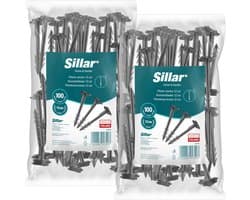 Sillar, grondankers, 12 cm, voor geotextiel, gaas, folie, UV-bestendig, stabiel en duurzaam, PP-kunststof, sterke tuinankers voor het bevestigen van tuinslangen, geotextiel, 200 stuks