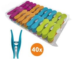LaundrySpecialist Wasknijpers soft grip - 40 stuks - klein en extra stevig - wasknijpers plastic - wasknijpers kunststof - knijpers plastic