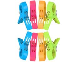 Handdoekclip - Duurzaam en sterk - set van 8 - kunststof en metaal - 15 x 9,5 cm