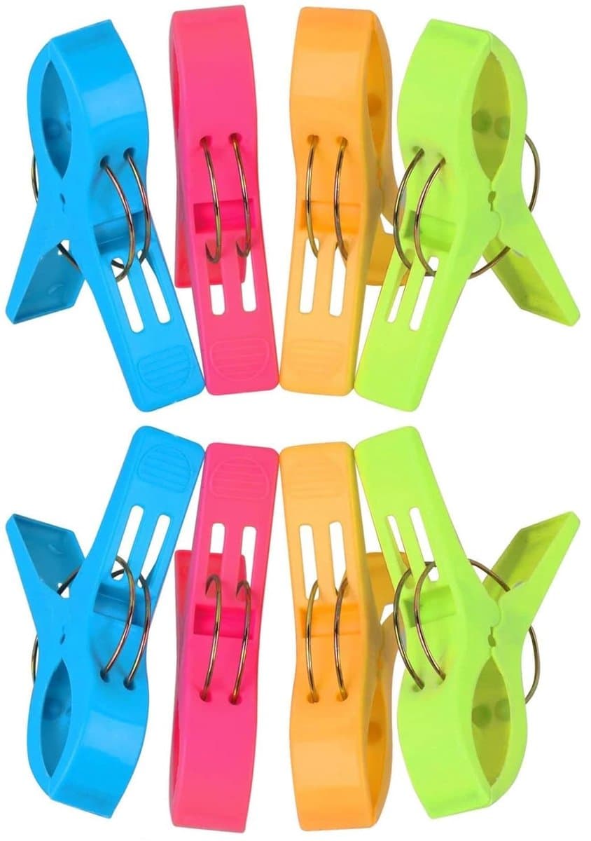 Handdoekclip - Duurzaam en sterk - set van 8 - kunststof en metaal - 15 x 9,5 cm — afbeelding 1