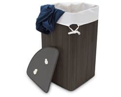 wasmand driehoek - 60 l - opvouwbaar - ruimtebesparend - met katoenen waszak - zwart