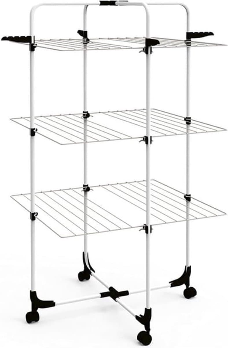 Posten Anker Michelino Tower aluminium kledingdroger, groot droogoppervlak 30 m, opvouwbare wasdroger voor badkamer of balkon, Tower kledingdroger in zwart en wit — afbeelding 1