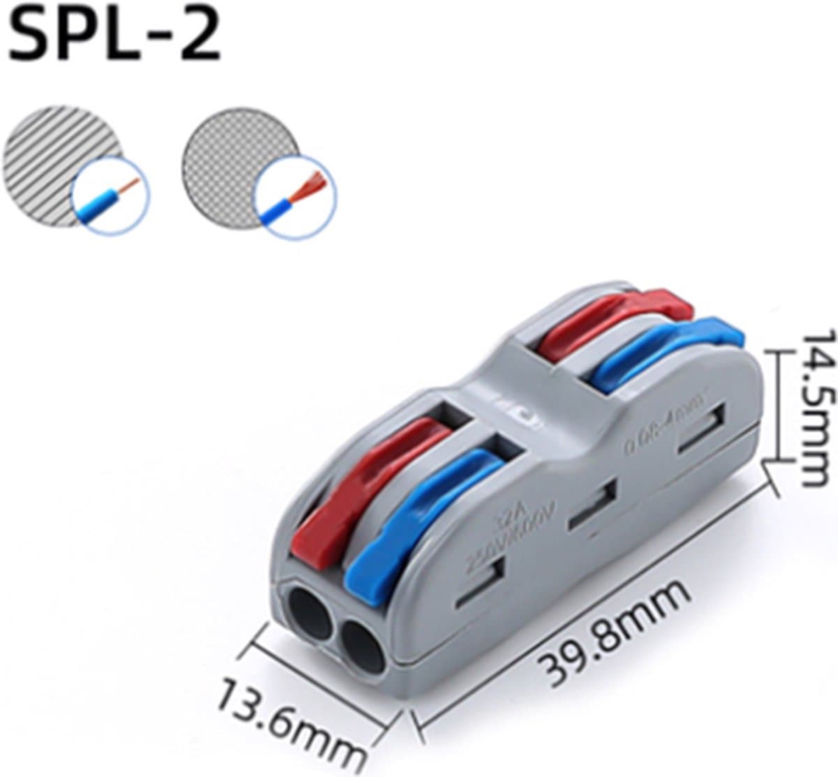 Lasklem - kabel Verbinding connector - duo - 2/2 polig - 32A -400V — afbeelding 1