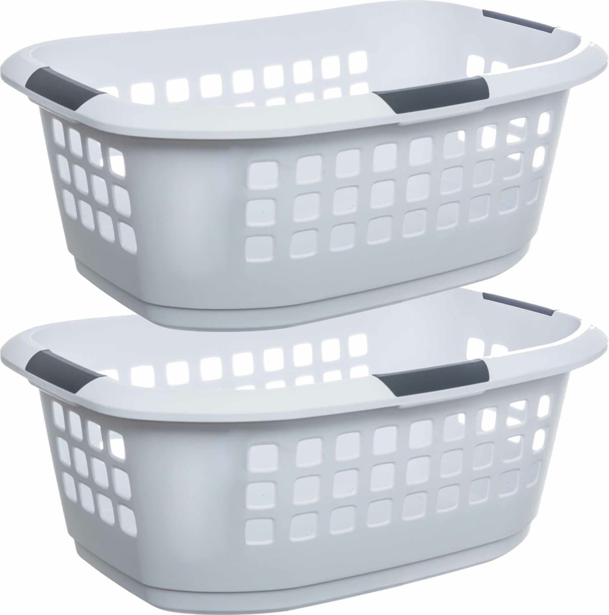 5Five Wasmand extra groot - 2x - wit - kunststof - 51 liter - 67 x 47 x 27 cm - ruime wasmanden — afbeelding 1