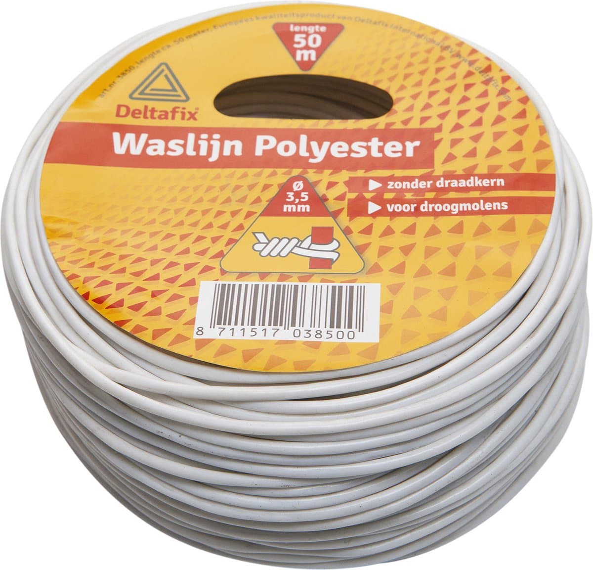 Deltafix waslijn polyester voor droogmolen wit 50 m x 3.2 — afbeelding 1