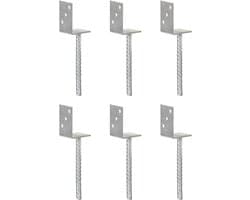 vidaXL - Grondankers - 6 - st - 8x6x30 - cm - gegalvaniseerd - staal - zilverkleurig