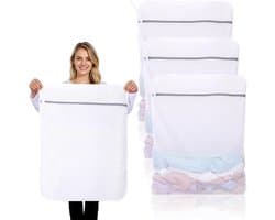 3 Stuks Duurzame Honingraat Grote Mesh Waszakken voor Delicates met Rits, Herbruikbare Waszakken voor Kleding, Sokken, Ondergoed en Reisorganizer (60x81cm)