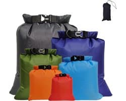 6-delige waterdichte droge tassen, droge zak, droge zak, draagbare combo-etui met grote capaciteit, snorkeltas, drijftas voor reizen, raften, driften, zwemmen, snorkelen, kamperen, fietsen, vissen, kajakaccessoires