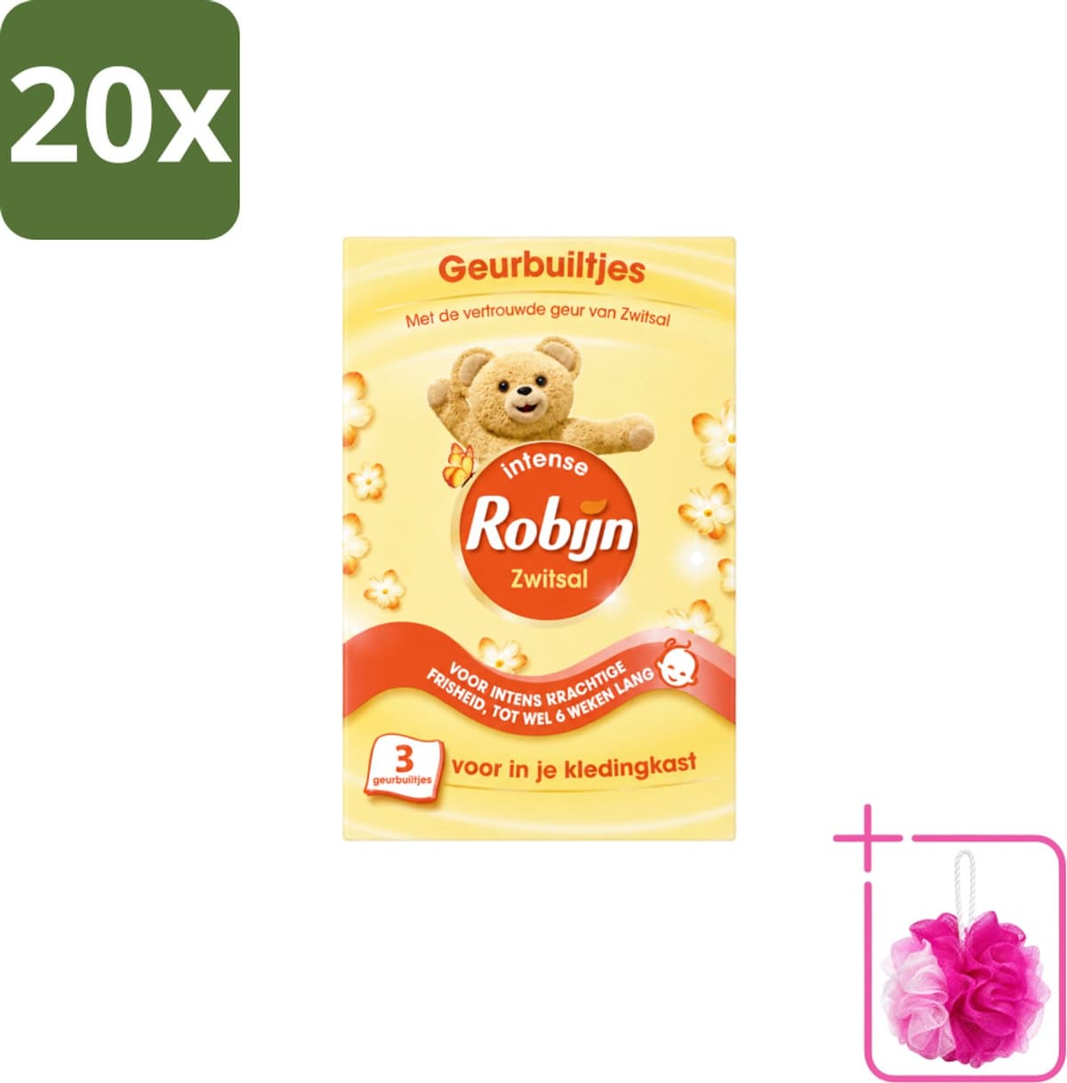 20 x Robijn - Zwitsal - Geurbuiltjes - Zachte Babygeur - Hypoallergeen - 3 Geurbuiltjes - Bulkverpakking - Zwitsal geur - Douchemop - Geurbuiltjes — afbeelding 1