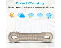 30m waslijn touw, Heavy Duty kledinglijn stalen kern, sterke koord 4mm diameter waslijnen, lange kledinglijnen voor buiten tuin reizen, roestbestendig en waterdicht waslijnen, 120kg LC