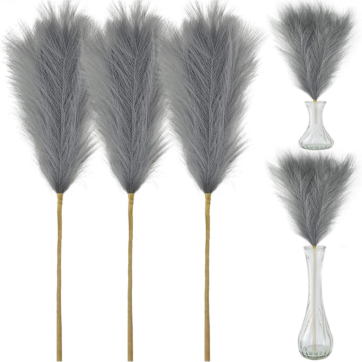 3 stks Kunstmatige Pampas Gras Stengels 70 cm/27 "Fake Fluffy Gedroogde Pampas Gras Takken Stengels Planten Boeket Vaas Vuller, voor Bruiloft Keuken Woonkamer Slaapkamer Esthetische Bohemian Home Decor — afbeelding 1