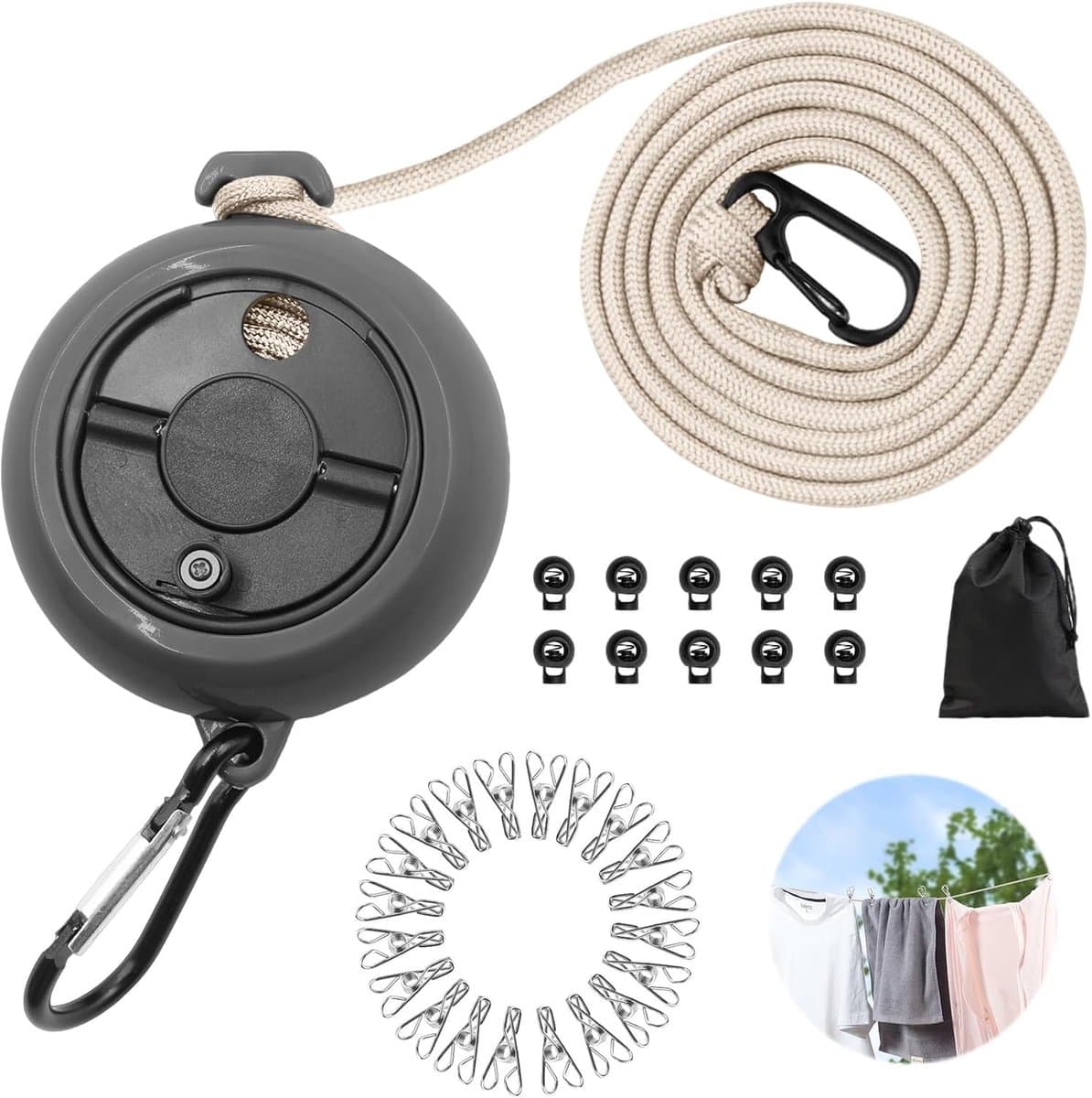 Clothes Line Extendable 10 m Portable Camping Clothesline Outdoor Travel Non-Slip Clothes Line for Camping Hiking - ShopVlot — afbeelding 1