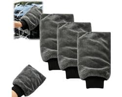 Washandschoen - Schoonmaakhandschoen voor auto, keuken en badkamer - Streeploos schoonmaken voor lak, glas en tegels - Zacht, absorberend, wasbaar en herbruikbaar