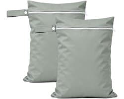 Set van 2 natte zakken, wetbag, zwemspullen, tas voor natte badspullen, dry bag, kleuterschool, waszak, grijs