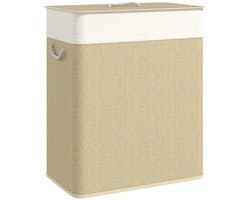 Wasmand 52x32x63cm Beige Bamboe Wasbare mand Wasgoed mand Stevig en duurzaam Praktisch en mooi Eenvoudig schoon te maken Geschikt voor slaapkamer en badkamer