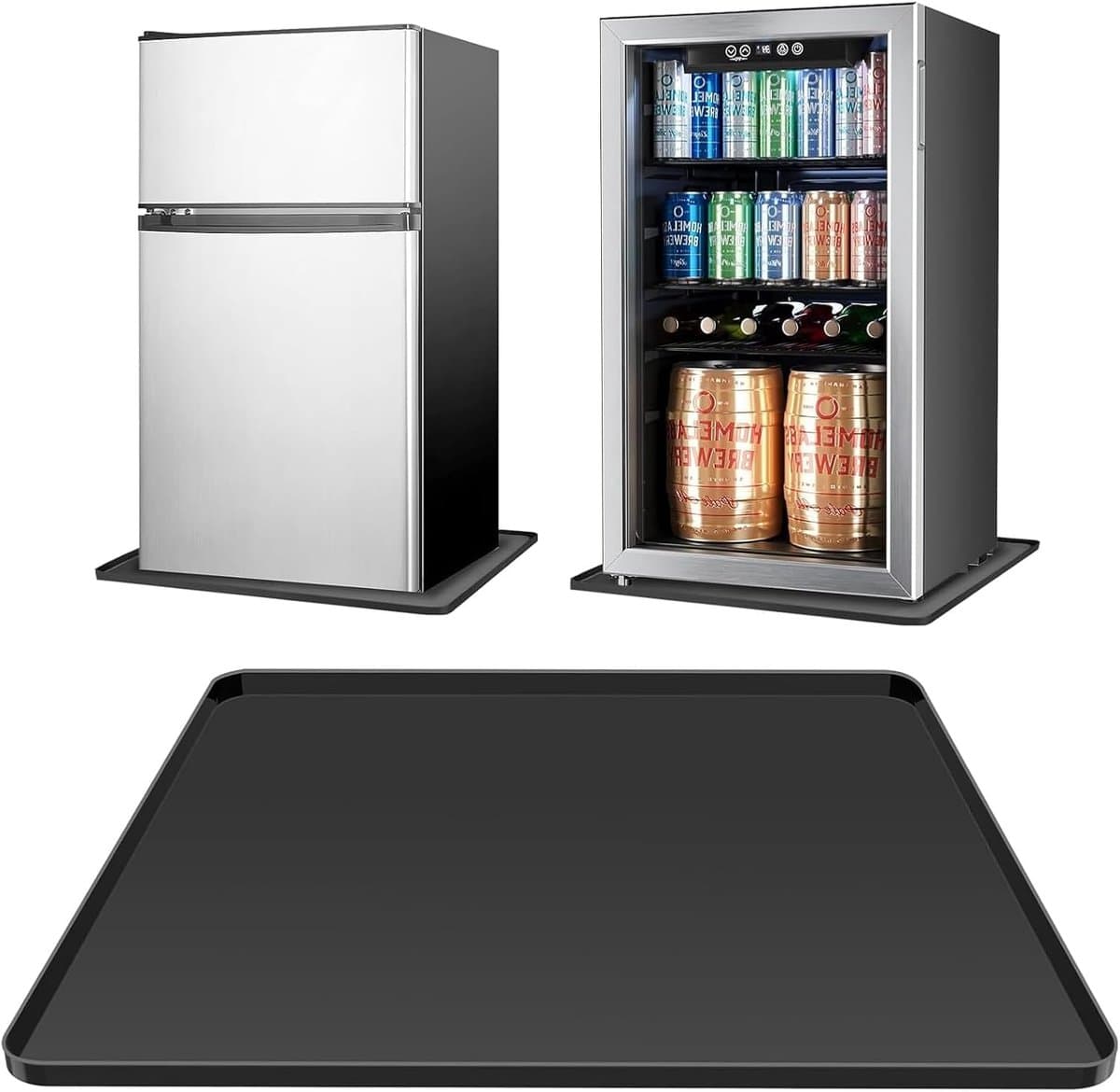 Lekbak Wasmachine - Siliconen Koelkastmat - Opvangbak tegen lekkage - Lekbak Koelkast Vaatwasser Diepvriezer - 60×60cm - zwart — afbeelding 1