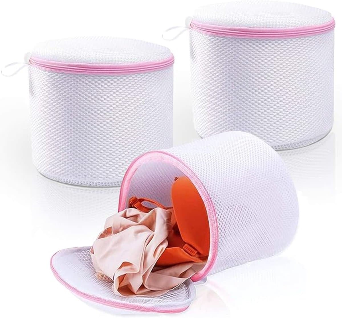 3 stuks - Bh Waszakken - Lingerie waszak voor dames - Wasbeschermer voor bh's in de wasmachine - Waszak van mesh - Waszak - Vormvast - Herbruikbaar - Met ritssluiting - Kledingbescherming - Geschikt voor bh's, ondergoed en sokken - Roze — afbeelding 1
