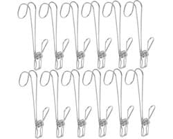 12 stuks- wasknijpers-wasknijpers metaal -wasknijpers groot-wasknijpers roestvrij staal -Droogrek Knijpers -Knijpers-Binnen en Buiten-Strandlaken Knijpers - Badlaken Clips -Voor Handdoeken, Hoed, Jurken, Badhanddoek-Winddicht-Anti Slip-11cm-zilver