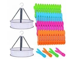 Wasknijpers 60 stuks - Wasknijpermandje - Wasknijpers kunststof - Kleine wasknijpers - Kleurige clips - Geschikt voor binnen/buiten - Wasclips