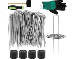 Grondankers en bufferschijven set voor tuin met haringen en accessoires - 100 stuks
