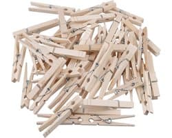 200pcs 8.5x1cm Wooden Clothespins Bulk, Non-slip Spring Bamboo Clothespins, Wooden Cloth Pegs for Hanging Clothes - ShopVlot