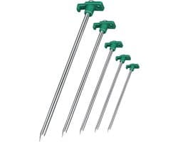 SnelShoppen - 16x anti-roest rots grondpennen groen/zilver Ø 0,7 cm, 25 cm lengte - rots grondankers, grondpennen, grondnagels van gegalvaniseerd staa
