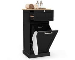 SureDeal® - Wasmand - Kledingkast - Kantelbaar - Lade Opbergkast - Uitneembaar - Badkamer Slaapkamer Bijkeuken - 40x37x82 cm - Donkerbruin