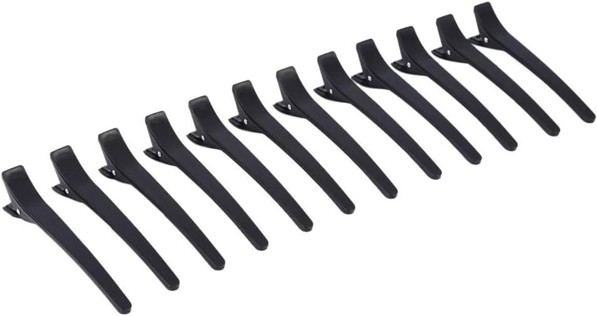 Haarklemmen Set - Kappersclips Haarspelden - Haar Stylen - Dubbel Scharnier Ontwerp - 12 Stuks - Zwart — afbeelding 1