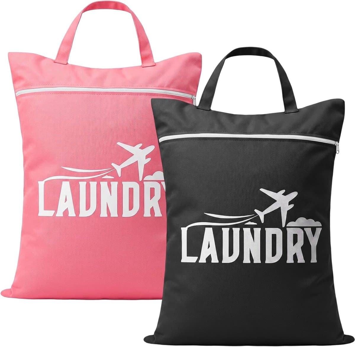 Waterdichte Reiswaszakken met Handvat - 2 stuks - 58 ×46 cm - Vuile Waszak met Ritssluiting - Opvouwbare Wetbag Kledingtas - voor Sportschool, Thuis, Reizen, Vakantie — afbeelding 1