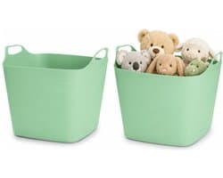 Excellent Houseware Flexibele emmer - 2x - groen - 15 liter - kunststof - vierkant - 30 x 29 cm