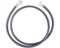 Wasmachine slang aanvoerslang 2,0 mtr. 3/4" recht - 3/4" haaks - Wasmachine inlaatslang - Met klem - met koppelstukje - wasmachine en vaatwasser slang verlengen - toevoerslang verlengset - wasmachineslang koppelstuk met slangklemmen